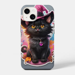 Coque Pour iPhone 14 Mug Chaleur Chat Mignon Bonne Halloween - Sorcière
