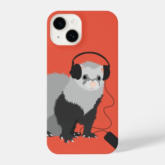 Coque Pour iPhone 14 Musique Lover Ferret Cute Animal animal (Verso)
