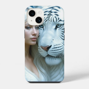 Coque Pour iPhone 14 Mystic White Tiger and Woman
