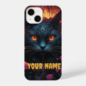 Coque Pour iPhone 14 Mystical Feline Elegance Amidst Roses (Verso)