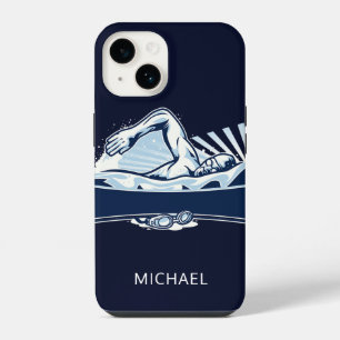 Coque Pour iPhone 14 Nageur Freestyle Natation Sport Personnalisé