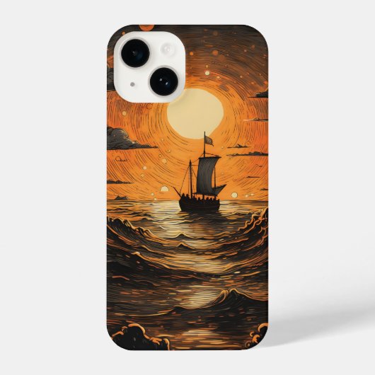 Coque Pour iPhone 14 Navire naviguant la nuit (Verso)