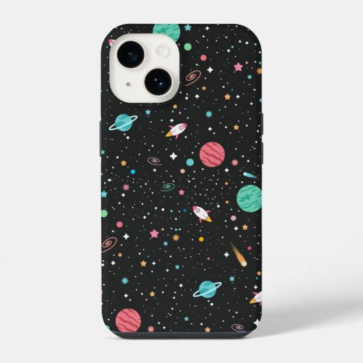 Coque Pour iPhone 14 Navires de fusées spatiales et planètes (Verso)