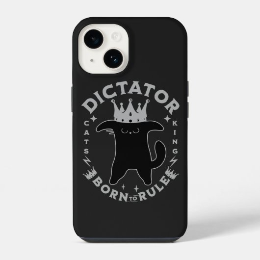 Coque Pour iPhone 14 Née Pour Régner | Design de Chat Drôle (Verso)