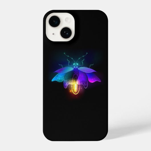 Coque Pour iPhone 14 Neon Firefly sur noir (Verso)