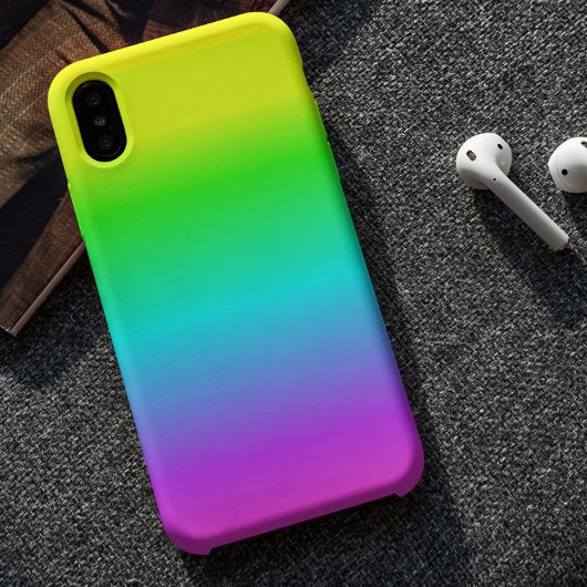 Coque Pour iPhone 14 Néon Fluorescent Ombre Arc-en-Ciel