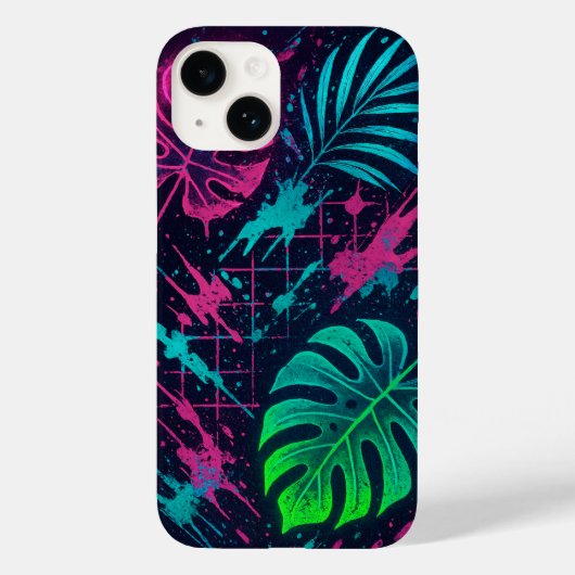 Coque Pour iPhone 14 Neon futuriste Feuilles et coque iphone d'art de r (Verso)