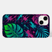 Coque Pour iPhone 14 Neon futuriste Feuilles et coque iphone d'art de r (Verso (horizontal))