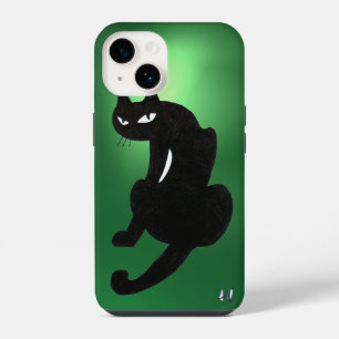 Coque Pour iPhone 14 NINJA CHAT NOIR vert