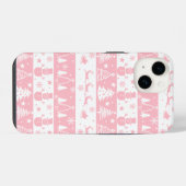 Coque Pour iPhone 14 Noël rose mignon hiver (Verso Horizontal)