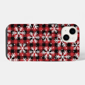 Coque Pour iPhone 14 Noël Snowflakes Buffalo Plaid Motif (Verso Horizontal)