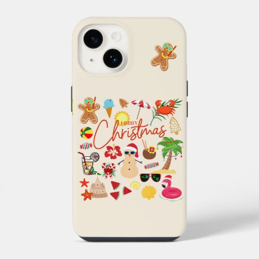 Coque Pour iPhone 14 Noël tropical (Verso)