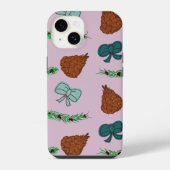 Coque Pour iPhone 14 Noëls Rubans et Pommes de Pin (Verso)