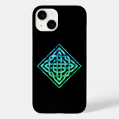Coque Pour iPhone 14 Noeud celtique - Single Blue Green iPhone 14 Coque (Verso)