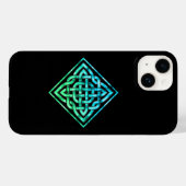 Coque Pour iPhone 14 Noeud celtique - Single Blue Green iPhone 14 Coque (Verso (horizontal))