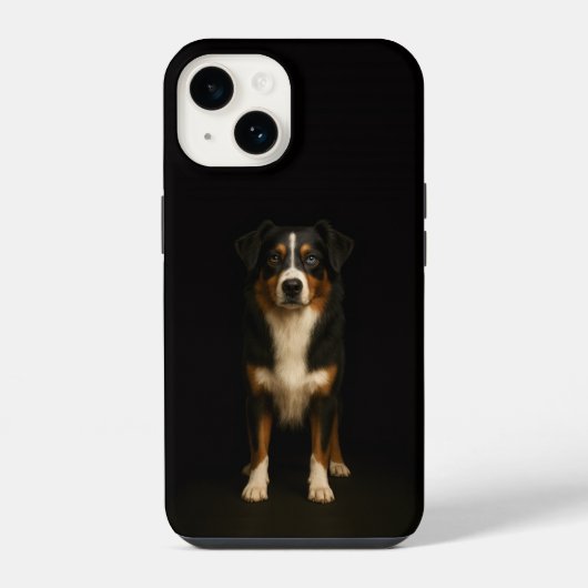 Coque Pour iPhone 14 Noir 4 Luxe iPhone 14 Mate, Aussie Shepherd (Verso)