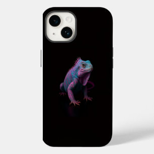 Coque Pour iPhone 14 Noir 4 Luxe iPhone 14 Mate, Iguane Rose