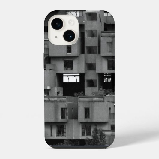 Coque Pour iPhone 14 Noir et Blanc Architectural (Verso)