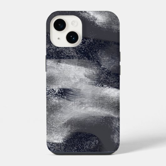 Coque Pour iPhone 14 Noir et blanc Moderne Abstrait Style (Verso)