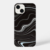 Coque Pour iPhone 14 Noir et blanc Wavy Abstraction (Verso)