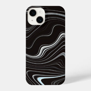 Coque Pour iPhone 14 Noir et blanc Wavy Abstraction