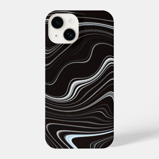 Coque Pour iPhone 14 Noir et blanc Wavy Abstraction (Verso)