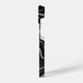 Coque Pour iPhone 14 Noir et blanc Wavy Abstraction (Côté gauche)