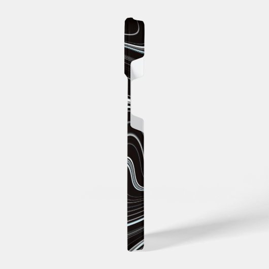 Coque Pour iPhone 14 Noir et blanc Wavy Abstraction (Côté gauche)