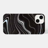 Coque Pour iPhone 14 Noir et blanc Wavy Abstraction (Verso Horizontal)