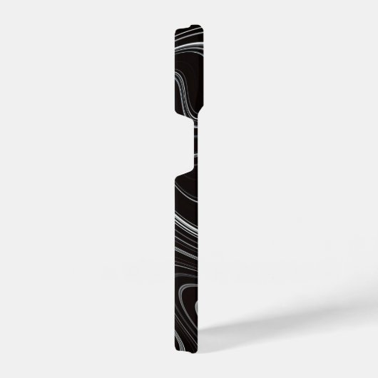 Coque Pour iPhone 14 Noir et blanc Wavy Abstraction (Côté droit)