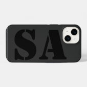 Coque Pour iPhone 14 Noir initial minimum contemporain I Phone (Verso Horizontal)
