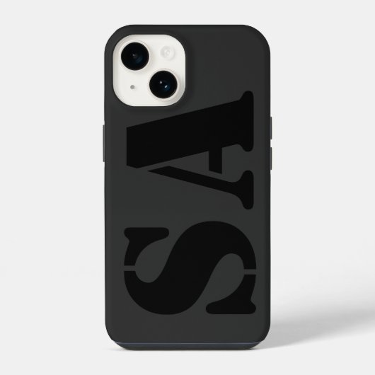 Coque Pour iPhone 14 Noir initial minimum contemporain I Phone (Verso)