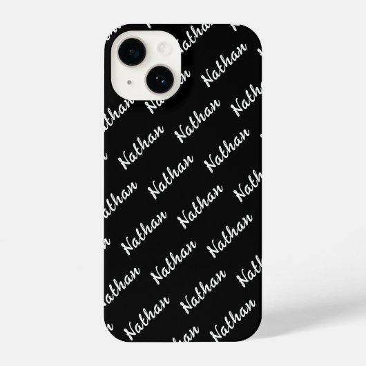 Coque Pour iPhone 14 Noir moderne Monogramme Minimal Classique Simple (Verso)