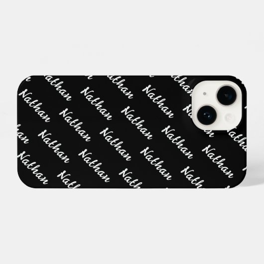 Coque Pour iPhone 14 Noir moderne Monogramme Minimal Classique Simple (Verso Horizontal)