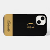 Coque Pour iPhone 14 Noir or (Verso Horizontal)