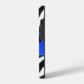 COQUE POUR iPhone 14 NOIR ZEBRA FUR SAPPHIRE BLEU GEM MONOGRAM, (Côté gauche)