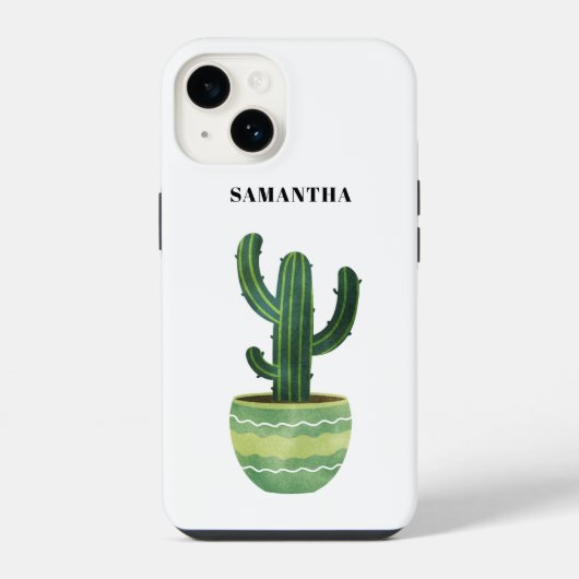 Coque Pour iPhone 14 Nom aquarelle Cactus  (Verso)