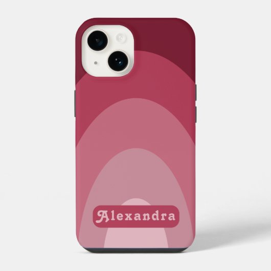 Coque Pour iPhone 14 Nom d'arche rétro simple rose (Verso)