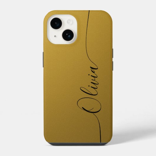Coque Pour iPhone 14 Nom de calligraphie élégante avec reflets dorés (Verso)