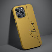 Coque Pour iPhone 14 Nom de calligraphie élégante avec reflets dorés
