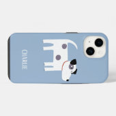 Coque Pour iPhone 14 Nom de chien Bleu (Verso Horizontal)
