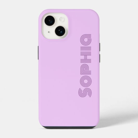 Coque Pour iPhone 14 Nom de monogramme simple rétro Lavande (Verso)