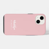 Coque Pour iPhone 14 Nom de script moderne élégant simple rose uni (Verso Horizontal)