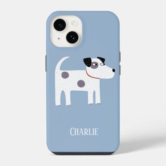 Coque Pour iPhone 14 Nom du chien bleu (Verso)