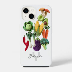 Coque Pour iPhone 14 Nom du Collage Coloré de Champignon de Légume au C