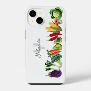 Coque Pour iPhone 14 Nom du collage de légumes champignons au crochet c