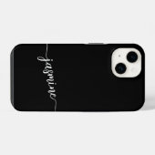 Coque Pour iPhone 14 Nom du monogramme noir de la fille Script de signa (Verso Horizontal)