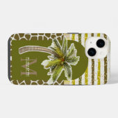 Coque Pour iPhone 14 Nom du monogramme Tropical (Verso Horizontal)