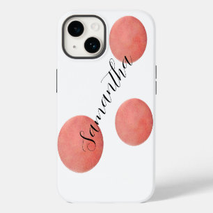 Coque Pour iPhone 14 Nom Grand Rose Pois d'aquarelle or