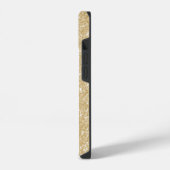 Coque Pour iPhone 14 Nom Initial Monogramme Paillettes Dorées (Côté gauche)